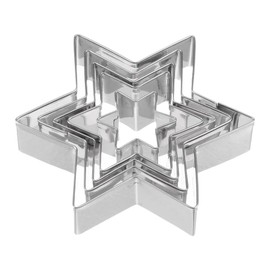 5Pcs Sliver Star Cookie Cutter Set Stainless Steel Five-Pointed Star Edge Biscuit Sandwich Cheese Cutter Bakeware Tools