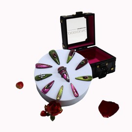 COOLYOUNG Long Press On Nails, Cat Eye Nails, Secret Eyes, Designer Press On Nails, Cross Nail Charms, 10 Pieces High Quality Press On Nails with 1 Girl Gift Box,1 Storage Bag and Gel Nail Kit