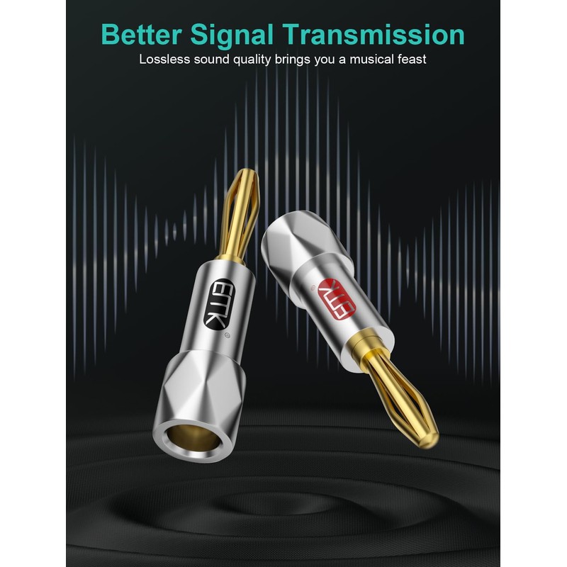 EMK Speaker Banana Plugs Closed Screw 24K Gold Plated Banana