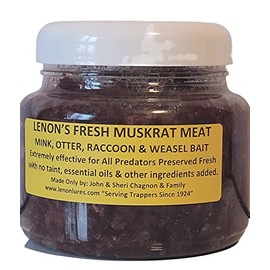 Lenon's Fresh Muskrat Meat Bait for Weasel, Mink, Otter and Raccoon (22 oz Jar)