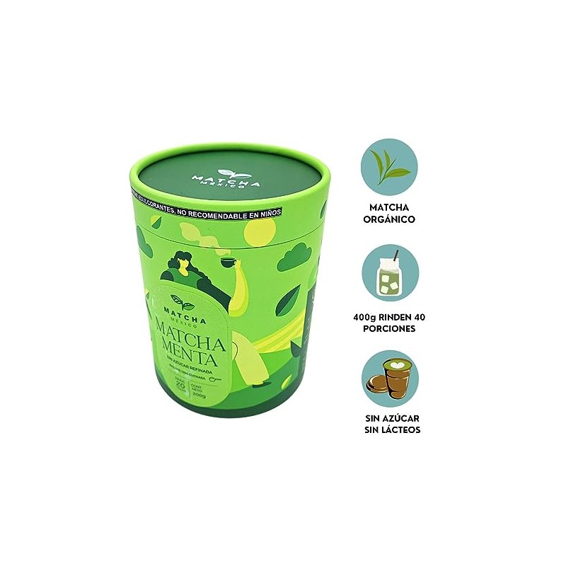 Matcha con Menta Para Bebidas y Lattes Sin Azcar Ni