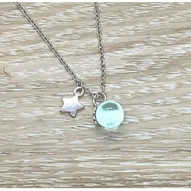 Sterling Silver Star with Crystal Bead Pendant Necklace