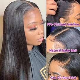 Peluca de encaje frontal de 13x4 lacio cabello humano 200% de densidad HD transparente de 26 pulgadas frontal liso para mujer sin pegamento peluca lac