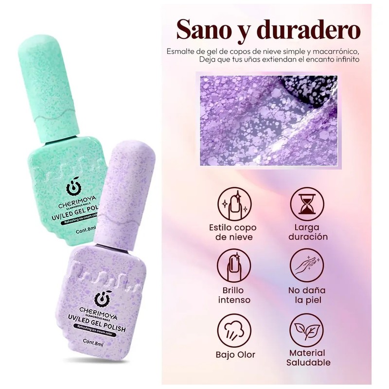 Kit Geles Semipermanente Helado De Macaron 4pzs Cherimoya