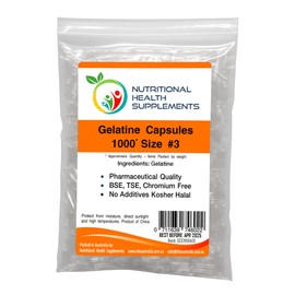 1000 x Size 3 Empty Clear Gelatin Capsules Kosher Halal Pill Gelatine Gel Caps