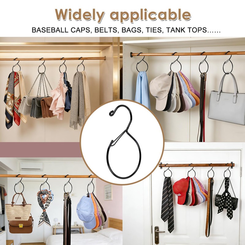Vigorwise 4Pcs Hat Hanger & Belt Hanger with Safety Clip