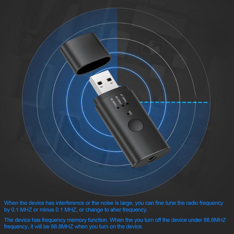 Portable USB Wireless Bluetooth5.0 Audio Receiver Equipment Accessory for Car