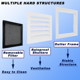 12"*18" Gable Vent,Aluminum Alloy Wall Vent Shed Vents,with Removable Strainer and 180 Degree Opening Angle.Ideal for Attic,Shed,Garage,Play House,Coop.[Inside Dimensions:9.5"w X 15"h]-White 2 Pack