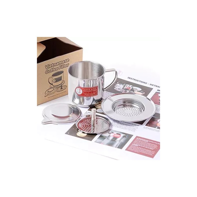 Thang Long Vietnamese Coffee Filter Maker Press. Screw Down Phin