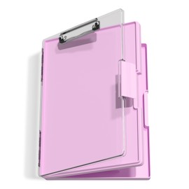 Hnogri Clipboard with Storage, Folder Nursing Clipboards Side Opening, Heavy Duty Clipboard with Dual Compartment Storage Box, Smooth Writing for Work, Office Supplies, School Supplies(Pale Pink)