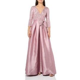 Eliza J Women's 3/4 Sleeve V Neck Sequin Gown Dress, Mauve