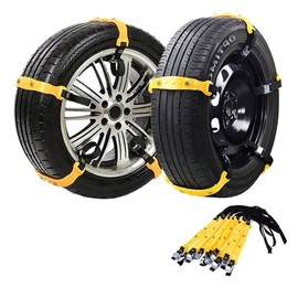 Jeremywell Snow Chains Anti-Skid Anti Slip Emergency Snow Tire Chains - Portable Emergency Traction Snow Mud Chains Universal Adjustable 10pcs Car Security Chains for SUV and Cars (Yellow-10pcs)