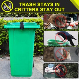 GripHandle Metal Double-Claw Trash Can Lid Lock Strap for Animals,Bungee Cord with Hooks for Trash Bin Garbage Pail,Outdoor Outside Trash Lid Holder to Keep Raccoons Out,Fits 20-96 Gallon Cans - 1pc