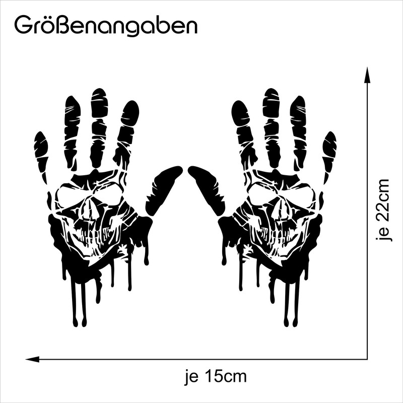 Finest Folia 2 x Skull Car Windscreen Sticker with Blood