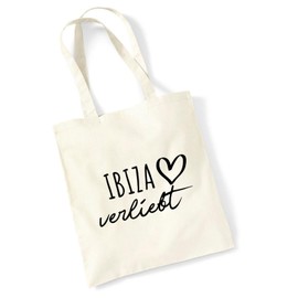 huuraa Jute Bag Ibiza in Love Bag Cotton with Name of Your Favourite Island Gift Idea for Friends and Family, natural