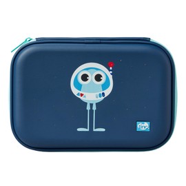 Tinc Light Up Hardtop Zip Compartment Pencil Case - Pen Holders and net Pockets for Your Stationery - Spaceman Character, Navy & Light Blue (not Filled)