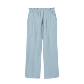 Batermoon Girls' Pants Paper Bag Elastic Waist Wide Leg Loose Trousers with Pocket Blue