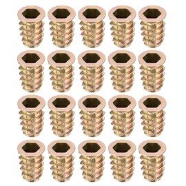 sourcing map Threaded Insert Nuts Zinc Alloy Hexagon Socket M8 Thread 20 mm Length DE