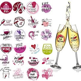 120 Pieces Wine Glass Drink Markers Funny Stickers for Wine Glasses for Wine Tasting Party Wine Charms and Favors Dinner Party Wedding BBQ Pub