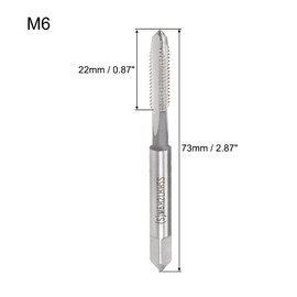sourcing map Metric Machine Tap Left Hand M6 Thread 1 Pitch H2 Accuracy 3 Flutes High Speed Steel Screw Thread Taps Tapping Tool