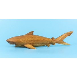 G6 Collection Wooden Hand Carved Shark Statue Sculpture Wood Decorative Home Decor Accent Figurine Handcrafted Handmade Seaside Tropical Nautical Ocean Coastal Decoration Shark (16" Long)