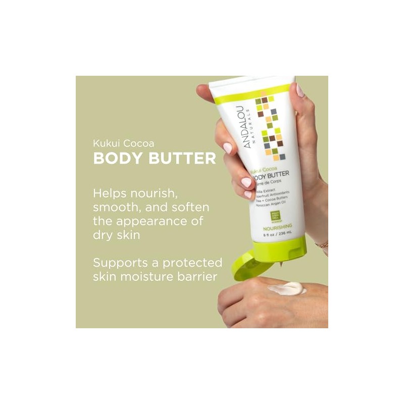 Andalou Naturals Kukui - Manteca corporal nutritiva de cacao, 8