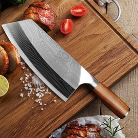 Lienzhe 7Inch Meat Cleaver Vegetable Kitchen Knife Meat Cleaver Superior Class Stainless for Kitchen with gift box(German Steel Kitc