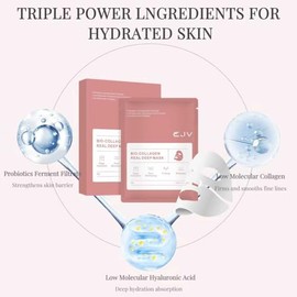Bio-Deep Collagen Face Mask, Overnight Deeply Hydrate, Korean-style Ultimate Skincare, Suitable for Ladies' Delicate Skin Care, Pore Minimizing, Firm 