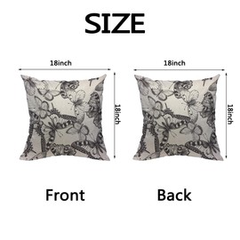 HOSNYE Butterflies Cotton Linen Throw Pillow Case Vector Black and White Butterflies Pillow Cushion Covers Home Sofa Decorative 18 X 18 Inch