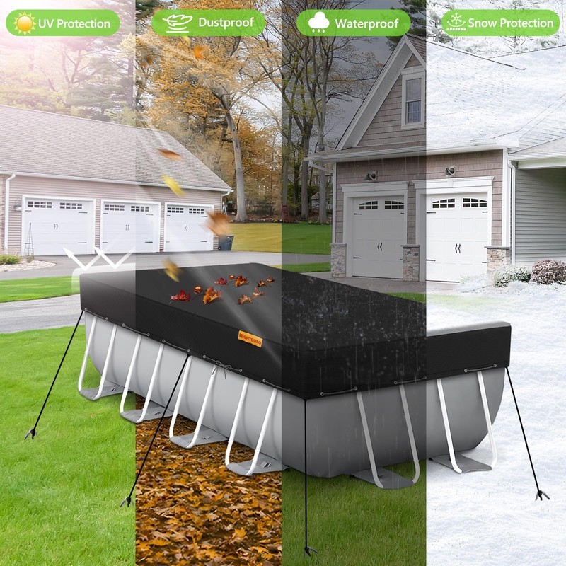 HIGHTQURO Rectangular Pool Cover for Above Ground Pools,Solar Oval Pool