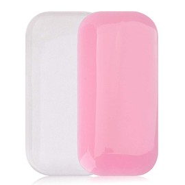Teensery 4 Pcs Rectangle Eyelash Extension Pad Silicone False Lash Eyelash Stand Tray Holder Forehead Sticker for Eyelash Extension Supplies (2 Clear & 2 Pink)