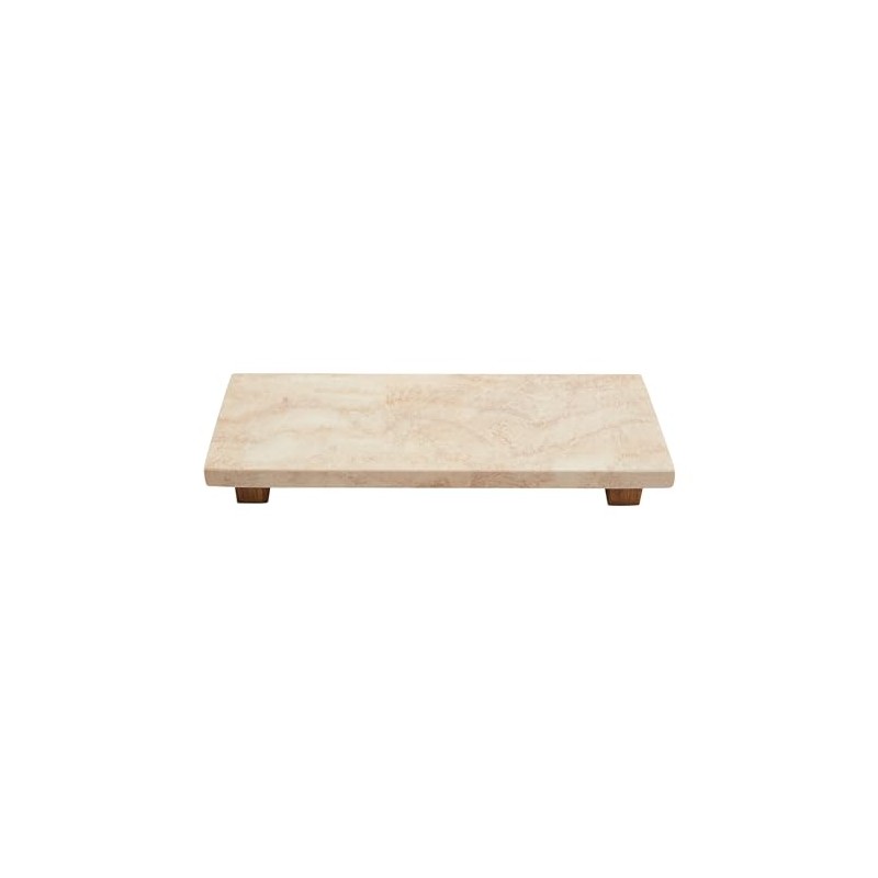 Mud Pie Large Travertine Footed Tray; 4" x 11"