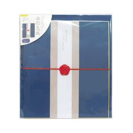 Z & Kay Mizuhiki Colored Paper Message Stickers with 24 Sheets, Bifold Writing, Large Groups, Cute (Navy Blue)