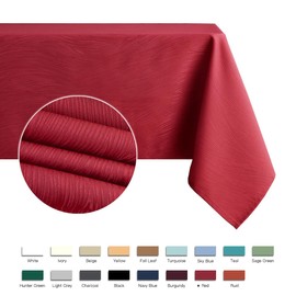 maxmill Jacquard Tablecloth Swirl Design Water Resistance Antiwrinkle Heavy Weight Soft Table Cloth for Buffet Banquet Parties Event Holiday Dinner Rectangle 60 x 84 Inch Red