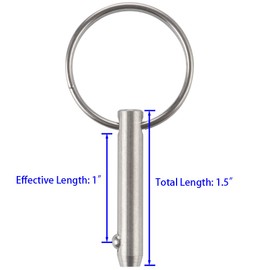 VTurboWay 2 Pcs Quick Release Pin 1/4" Diameter, Usable Length 1", Full 316 Stainless Steel, Bimini Top Pin, Marine Hardware, All Parts are Made of 316 Stainless Steel