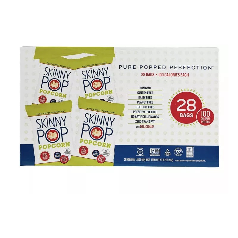 Skinnypop Skinny Pop Popcorn -28-count -100 Calorie Each - FREE
