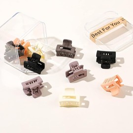 PABULUM 10 PCS PREMIUM Small Claw Hair Clips for Women Girls - Mini Hair Clips Rectangle Tiny Claw Clips for Thin Hair Strong Hold Cute Jaw Clip Nonslip Hair Styling Accessories |MULTICOLOR