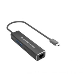 CONCEPTRONIC ABBY14B 2.5G Ethernet USB 3.2 Gen 1 Adapter with USB Hub, 2.5GbE, USB-A x 2, USB-C x 2