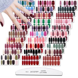 XEAOHESY 30 Sheets Solid Gradient Color Nail Polish Strips with Nail File Glitter Self-Adhesive Full Wraps Gel Stick On Nail Polish Stickers Nail Art Decals for Women Girls