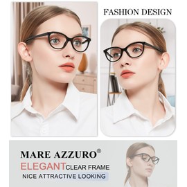 MARE AZZURO Blue Light Blocker Glasses Women Black Computer Eyewear Clear Lens Spectacle Female Frame No Dioptrie