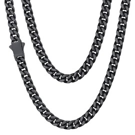 Mens Cuban Link Chain, Black Miami Cuban Chain Necklace for Men, 5mm Wide Hip Hop Mens Jewelry, 20"