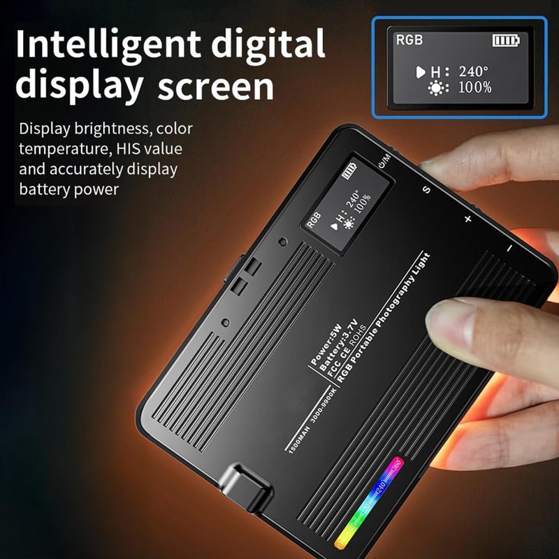 Kalofaye RGB Video Light, Pocket LED On-Camera Video Lights, 3000-9900K