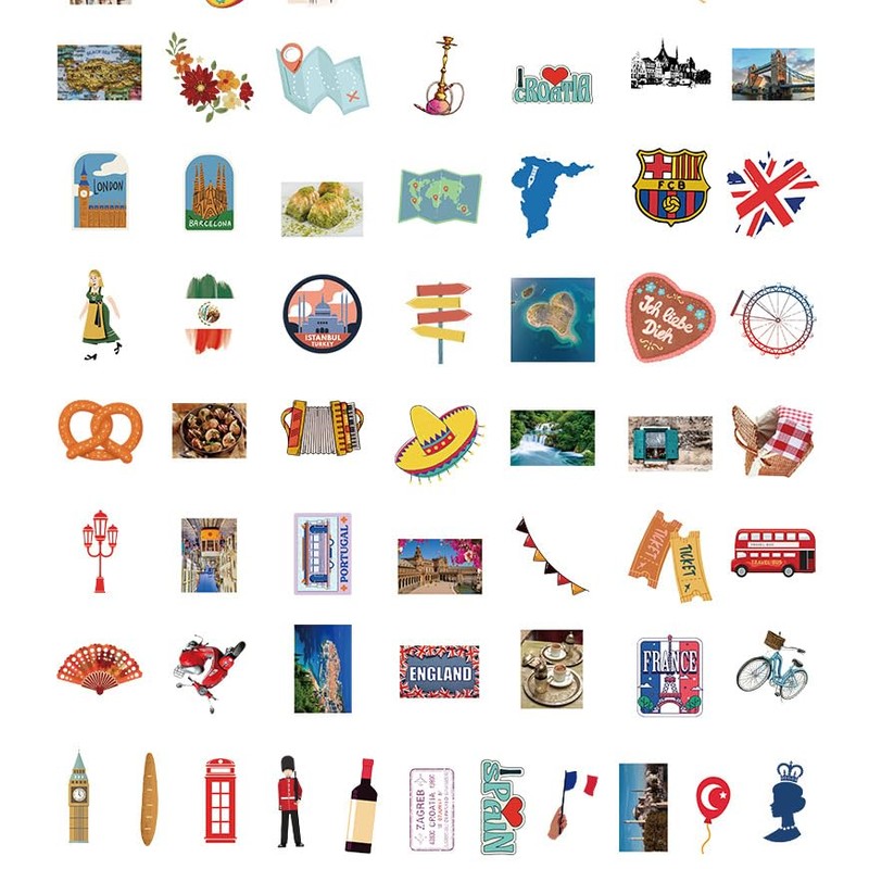 World Famous Building Stickers 100PCS for Kids Teens Adults,Travel Around