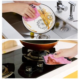 GADIEDIE 10Pack Kitchen Cloth Dish Towels,Super Absorbent Coral Velvet Dishtowels,Nonstick Oil Washable Fast Drying,Double-Sided Dish Towel,Used for Table Dish Glass Pet Paw（5Colors）