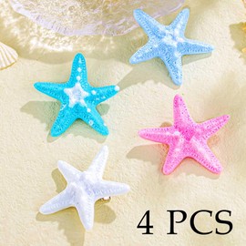 Bouory Boho Starfish Hair Barrettes Colourful Seastar Hairpin Set Beach Seashell Head Accessories for Women