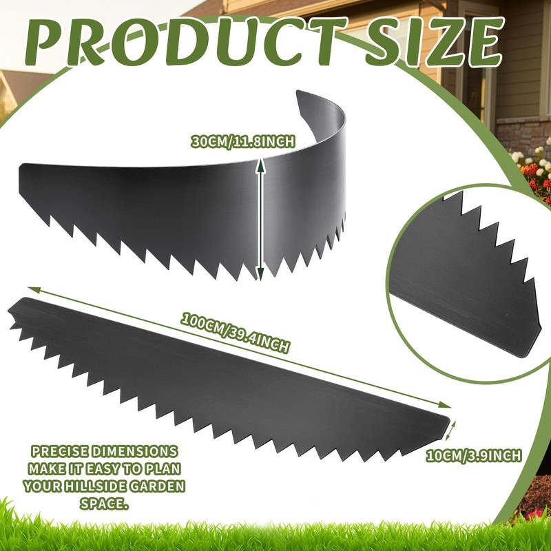 3 Pack Steel Serrated Hillside Planters, Erosion Control Hillside Planters