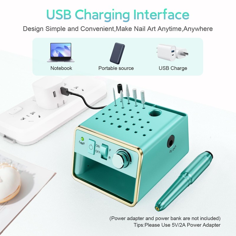 ALLE'S Nagelfräser,Elektrische Professionelles Nagelfräser,Nagelfräser für Gelnägel,20000 U/Min,Professionelle Maschine, Kompakt und