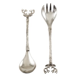 Occasion Gallery Silver Reindeer Salad Servers, Set of 2, Made of Brass, Steel