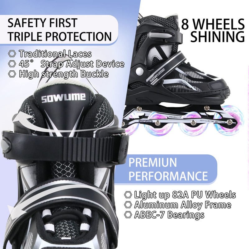 Sowume Adjustable Inline Skates for Girls and Boys, Roller Skates