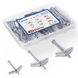 28Pcs Heavy Duty Drywall Anchors, Toggle Bolts and Wing Nut Kit,Dry Wall Anchors and Screws Kit,3 Sizes(1/8in, 3/16in, 1/4in) Butterfly Anchors for Ceiling,Sheetrock,Hollow Wall